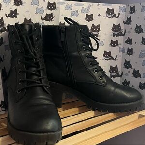 Women's Black Lace-Up Ankle Boots
